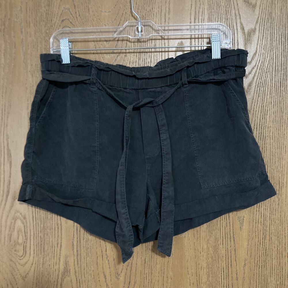 Aerie Women's Shorts Lyocell Ruffle Paperbag Soft Beach Shorts Dark Gray Size S
